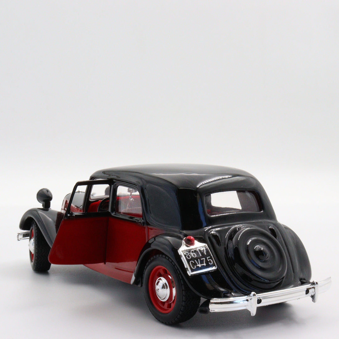 Burago Citroen 15cv 1938 Model Car|Scale 1:24 Diecast for Collectors|Classic Vintage Car|Collectible Metal Black and Red Car|Gift for Father