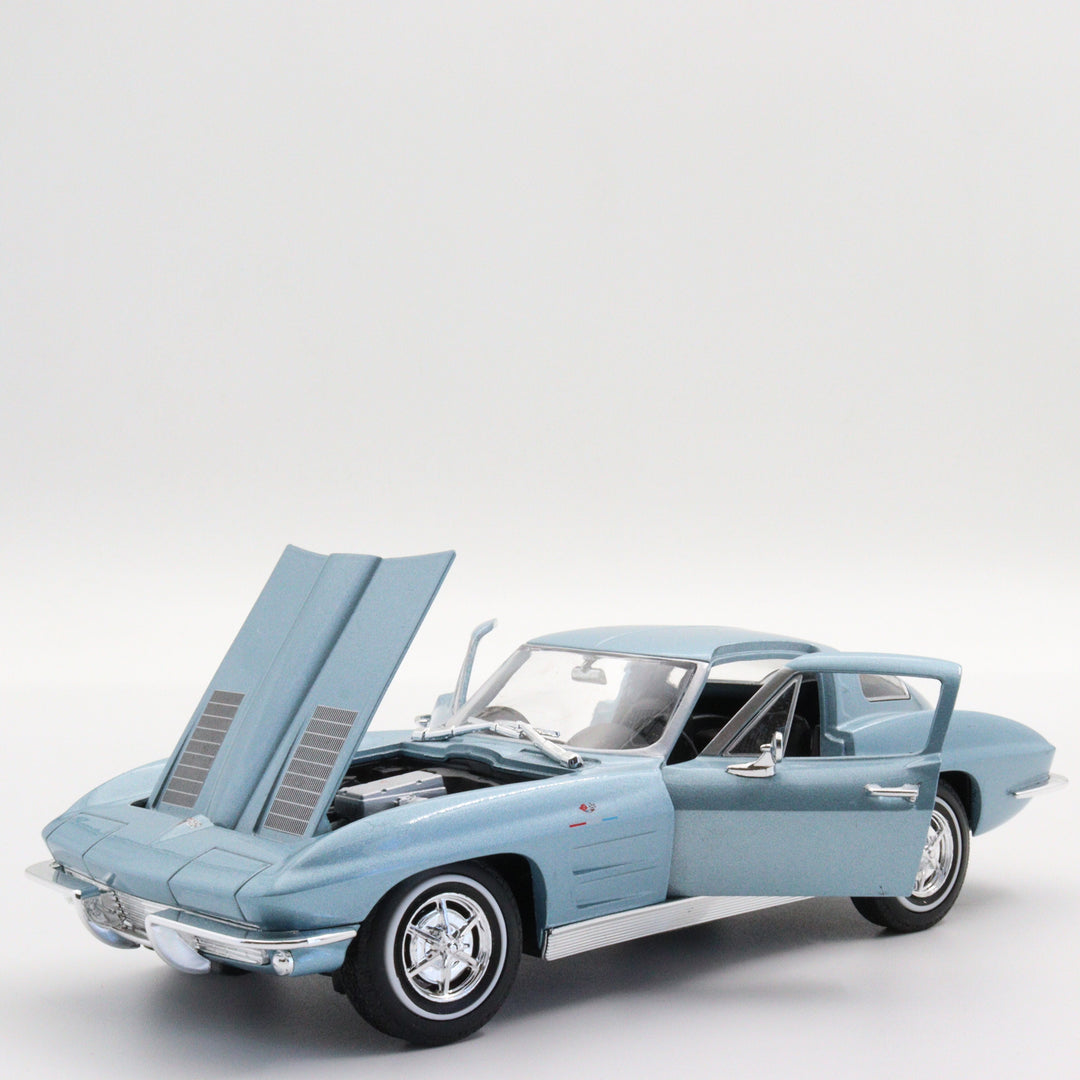 Welly 1963 Chevrolet Corvette|Scale 1:24 Diecast Vintage Car|Classic Model Old Car|Collectible Metal Blue Car for Collectors|Gift for Dad