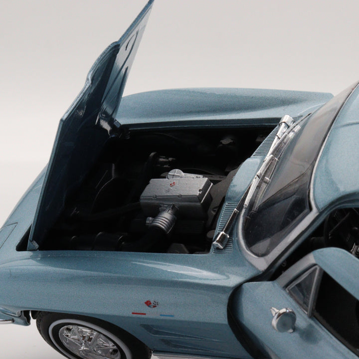 Welly 1963 Chevrolet Corvette|Scale 1:24 Diecast Vintage Car|Classic Model Old Car|Collectible Metal Blue Car for Collectors|Gift for Dad