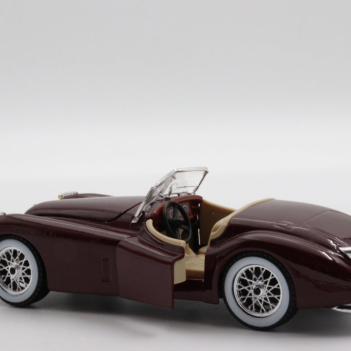 Burago 1951 Jaguar Xk 120|Diecast 1:24 Model Car|Classic Old Car|Vintage Car for Dad|Collectible Metal Burgundy Car for Collectorf or Dad