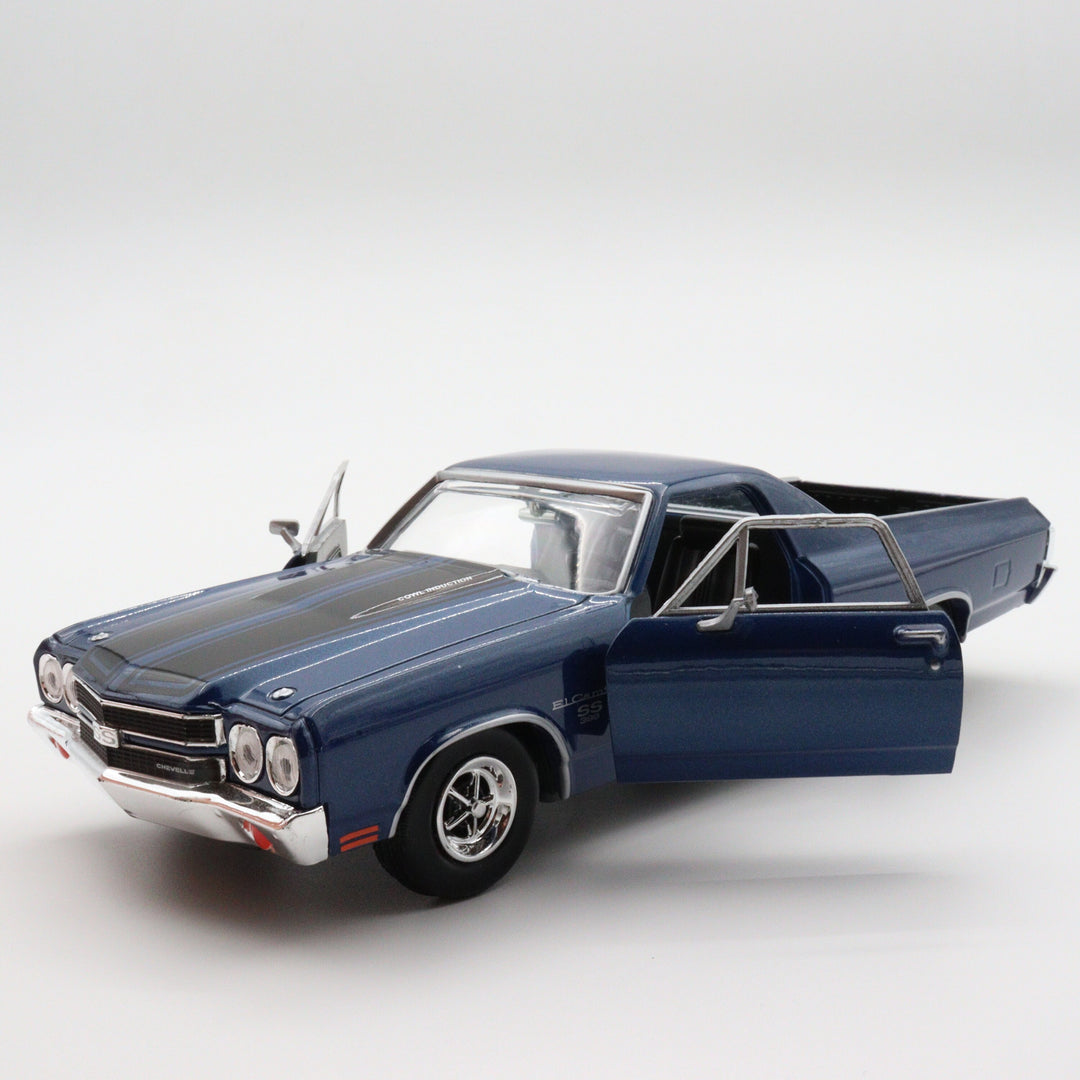 Motormax 1970 Chevy El Camino SS 396|Scale 1/24 Blue Diecast Car|Pickup Model Car|Vintage Model Car for Collectors|Classic Metal Car for Dad