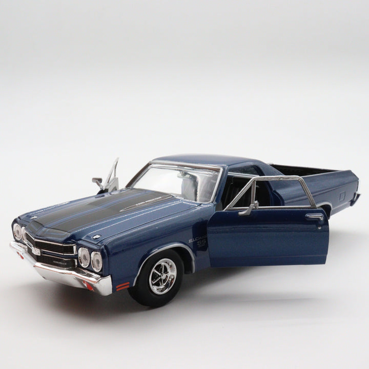 Motormax 1970 Chevy El Camino SS 396|Scale 1/24 Blue Diecast Car|Pickup Model Car|Vintage Model Car for Collectors|Classic Metal Car for Dad