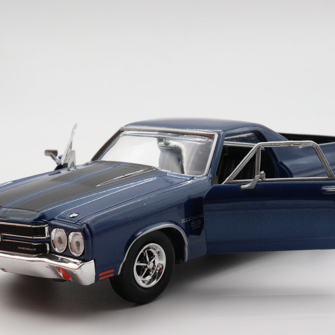 Motormax 1970 Chevy El Camino SS 396|Scale 1/24 Blue Diecast Car|Pickup Model Car|Vintage Model Car for Collectors|Classic Metal Car for Dad
