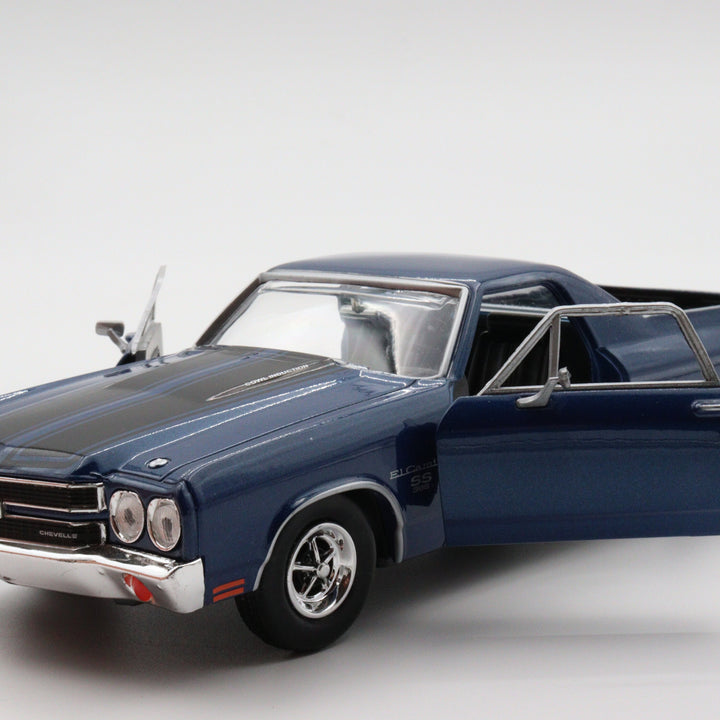 Motormax 1970 Chevy El Camino SS 396|Scale 1/24 Blue Diecast Car|Pickup Model Car|Vintage Model Car for Collectors|Classic Metal Car for Dad