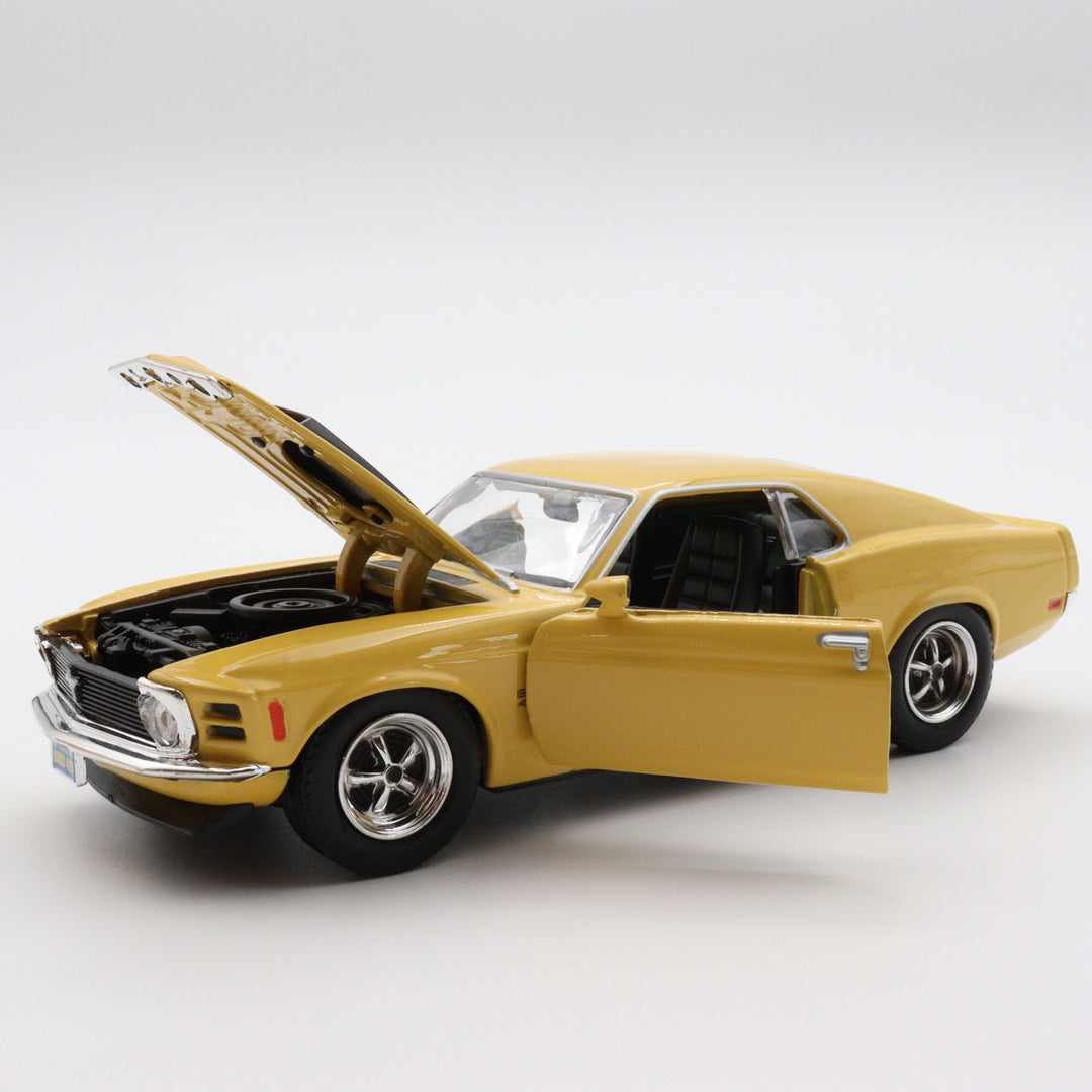 1970 Mustang Boss 429|Scale 1/24 Diecast Car|Vintage Model Yellow Car for Collectors|Classic Old Metal Collection Car|Birthday Gift for Dad