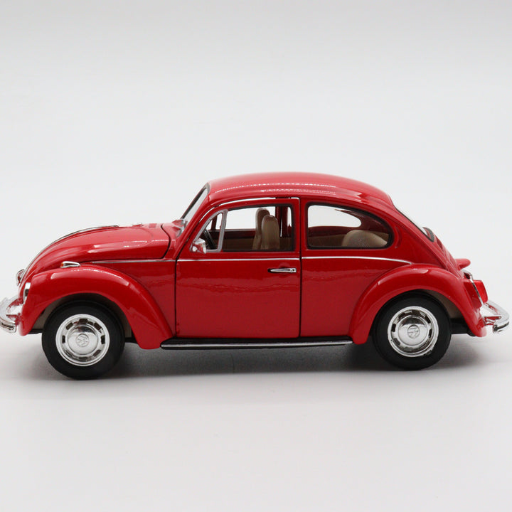 Volkswagen Beetle|Welly Scale 1/24 Model Car|Diecast Red Car for Collectors|Classic Old Metal Collection Car|Vintage Gift for Grandfather