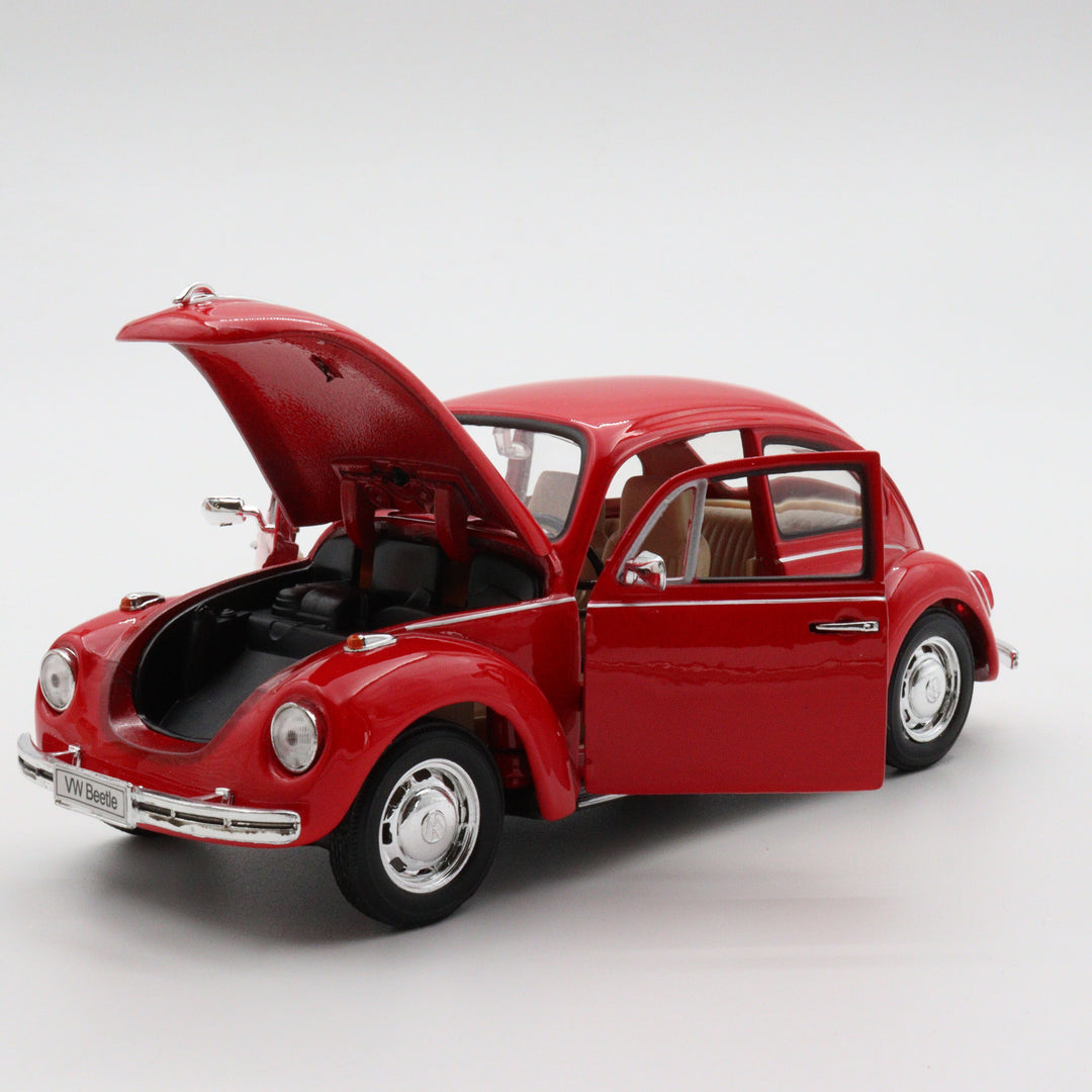 Volkswagen Beetle|Welly Scale 1/24 Model Car|Diecast Red Car for Collectors|Classic Old Metal Collection Car|Vintage Gift for Grandfather