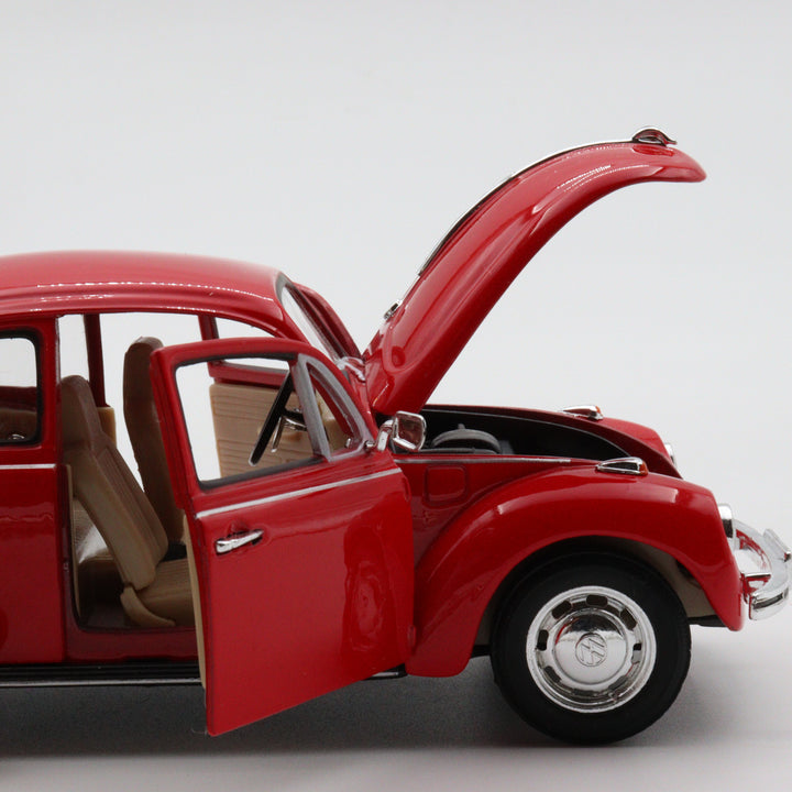 Volkswagen Beetle|Welly Scale 1/24 Model Car|Diecast Red Car for Collectors|Classic Old Metal Collection Car|Vintage Gift for Grandfather