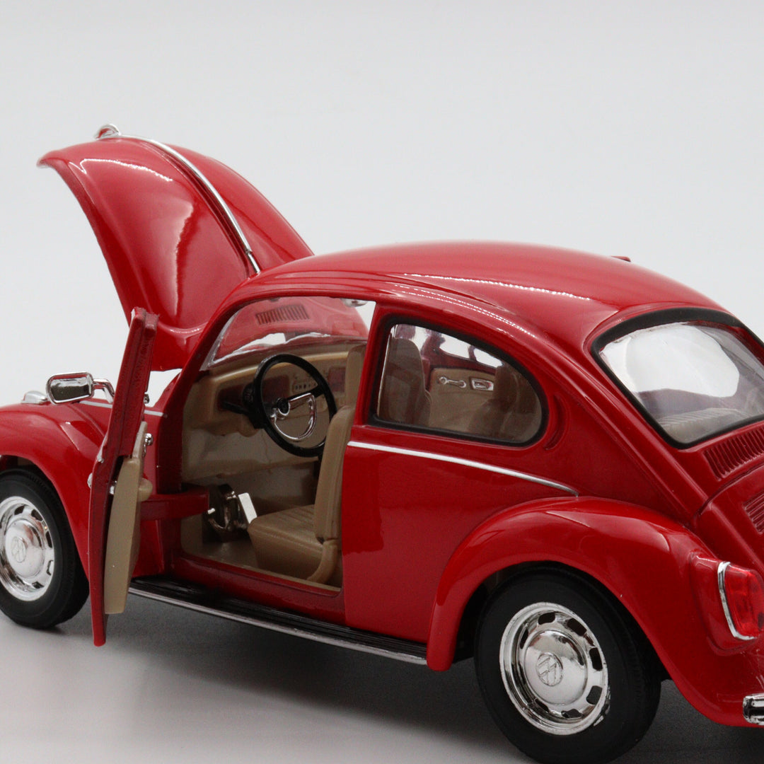 Volkswagen Beetle|Welly Scale 1/24 Model Car|Diecast Red Car for Collectors|Classic Old Metal Collection Car|Vintage Gift for Grandfather