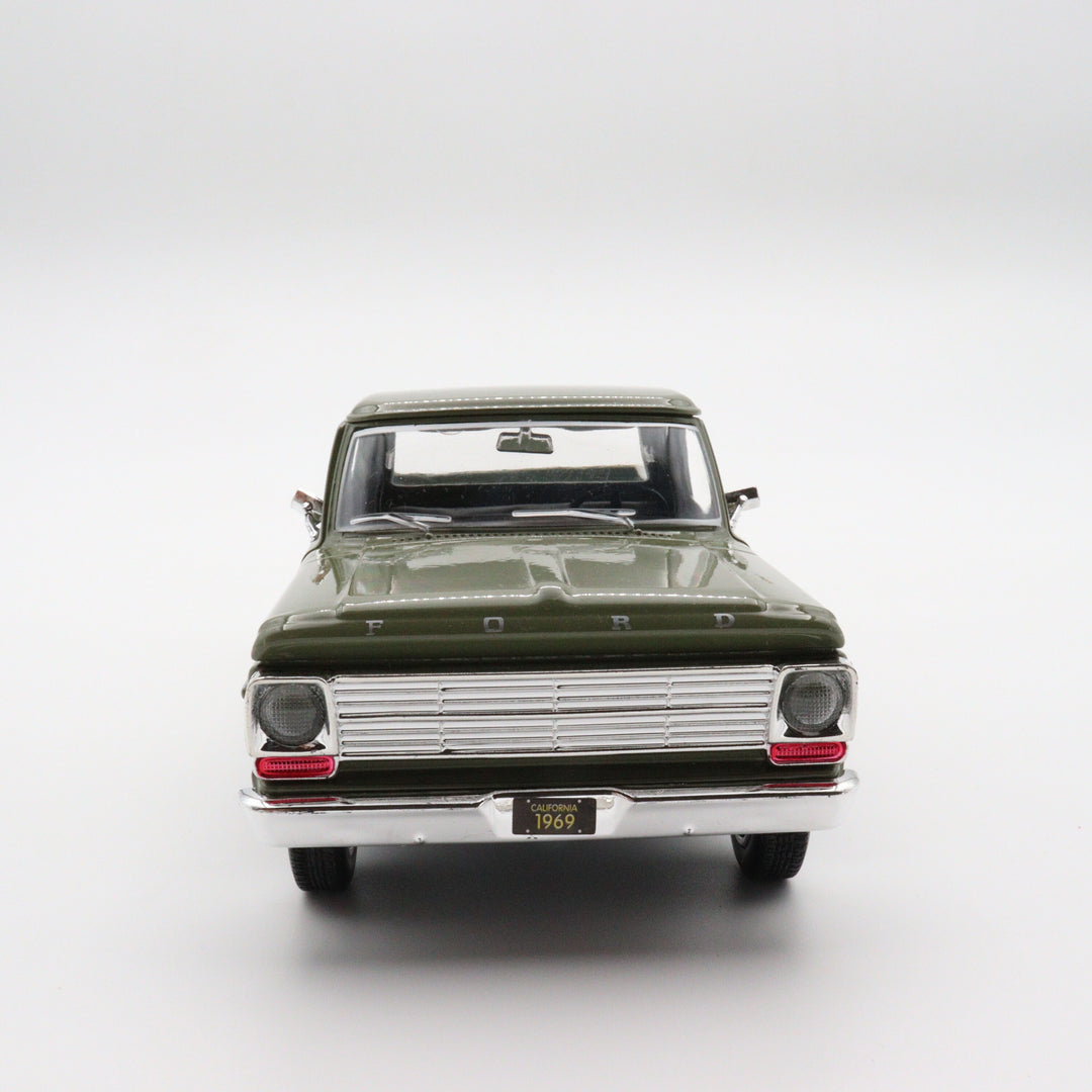 Motormax 1969 Ford F 100|Scale 1/24 Pickup Model Car|Diecast Olive Green Car for Collectors|Classic Old Metal Collection Car|Vintage Gift
