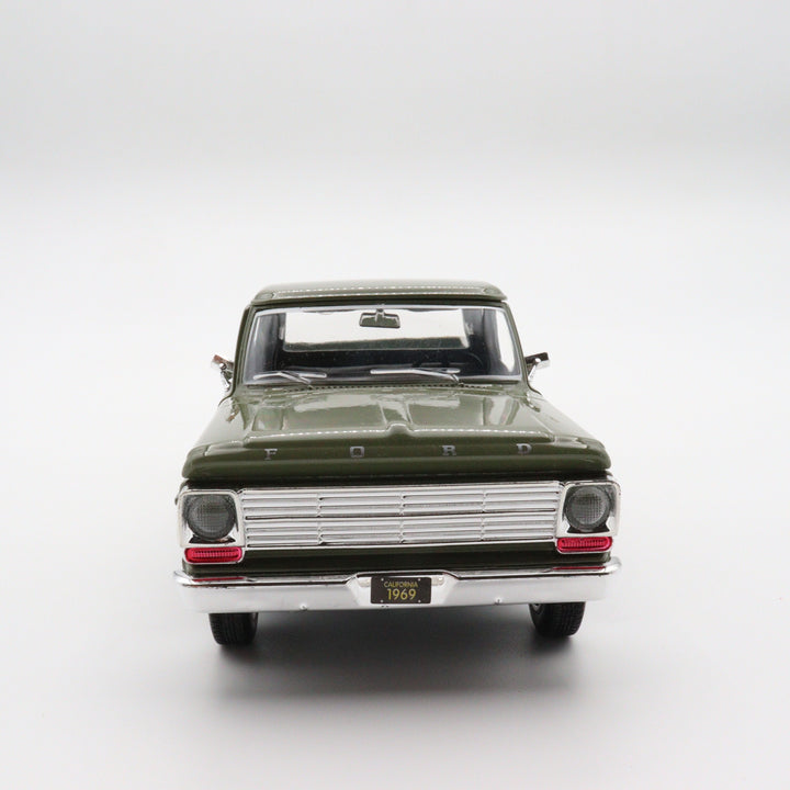Motormax 1969 Ford F 100|Scale 1/24 Pickup Model Car|Diecast Olive Green Car for Collectors|Classic Old Metal Collection Car|Vintage Gift