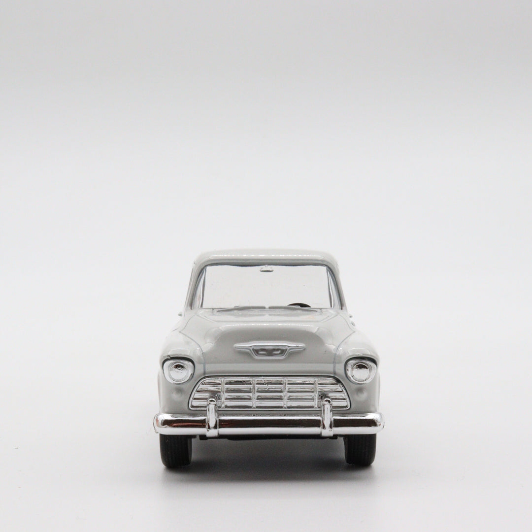 1955 Chevy Stepside|Scale 1/38 Diecast Car for Boys|Vintage Model White Pull Back Car for Collectors|Classic Metal Collection Car for Dad