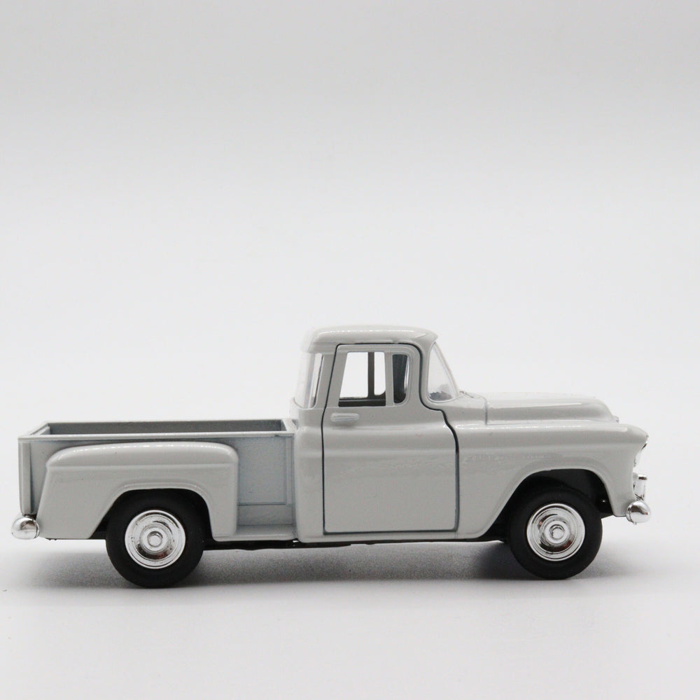 1955 Chevy Stepside|Scale 1/38 Diecast Car for Boys|Vintage Model White Pull Back Car for Collectors|Classic Metal Collection Car for Dad