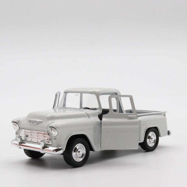 1955 Chevy Stepside|Scale 1/38 Diecast Car for Boys|Vintage Model White Pull Back Car for Collectors|Classic Metal Collection Car for Dad