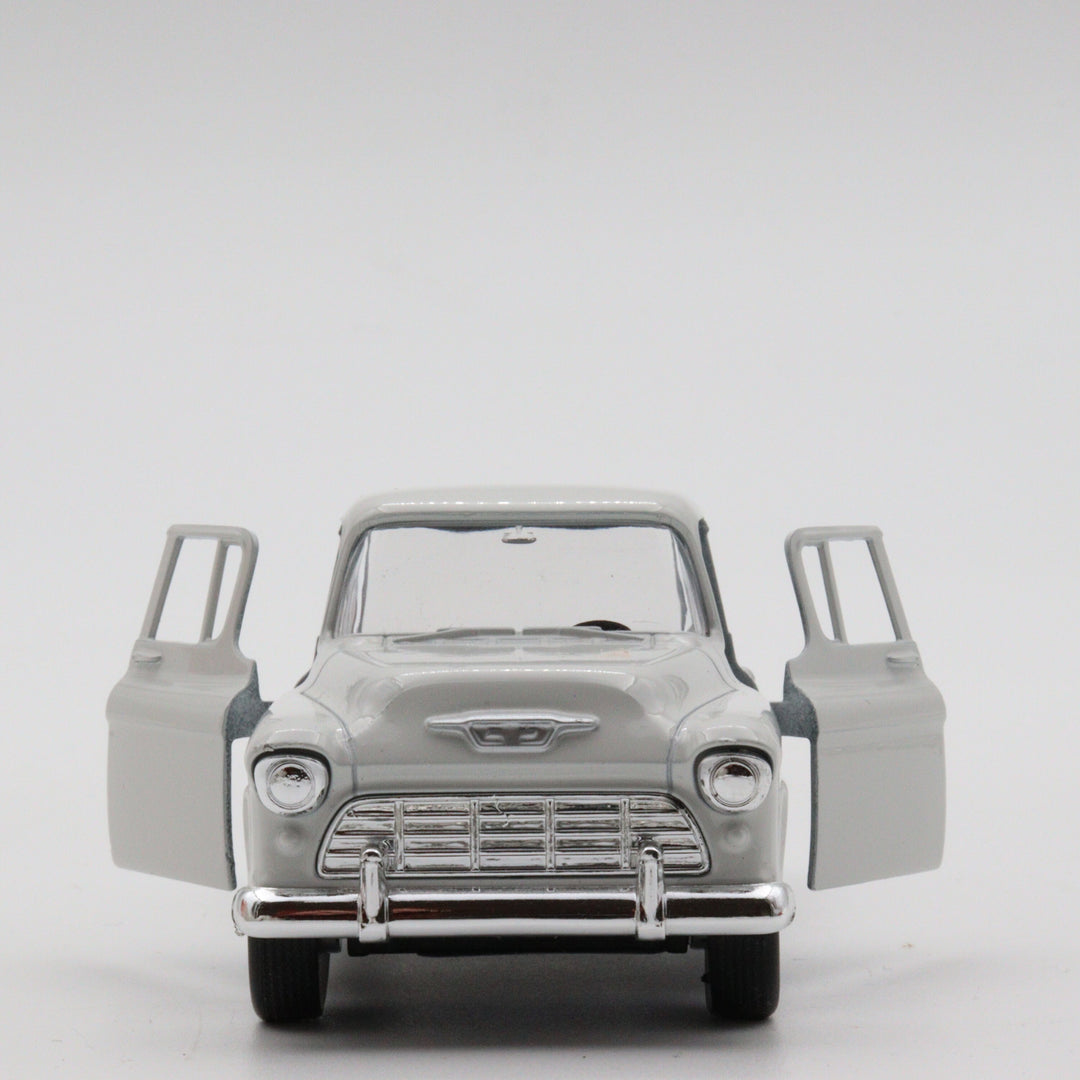 1955 Chevy Stepside|Scale 1/38 Diecast Car for Boys|Vintage Model White Pull Back Car for Collectors|Classic Metal Collection Car for Dad