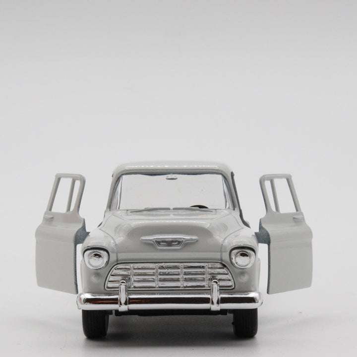 1955 Chevy Stepside|Scale 1/38 Diecast Car for Boys|Vintage Model White Pull Back Car for Collectors|Classic Metal Collection Car for Dad