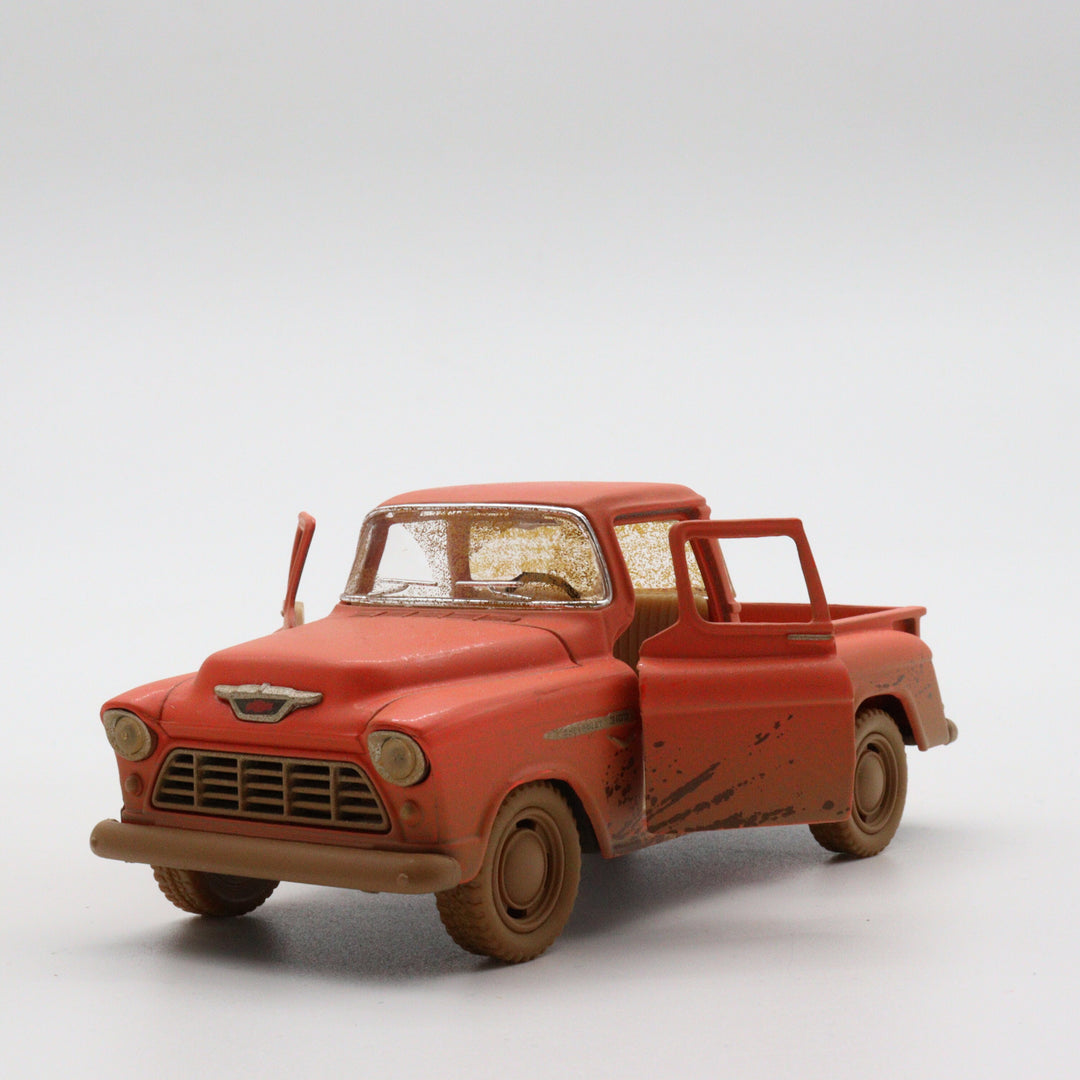1955 Chevy Stepside Pickup Model Car|Scale 1/32 Diecast Car|Vintage Orange Pull Back Car for Collectors|Classic Metal Collection Car for Dad