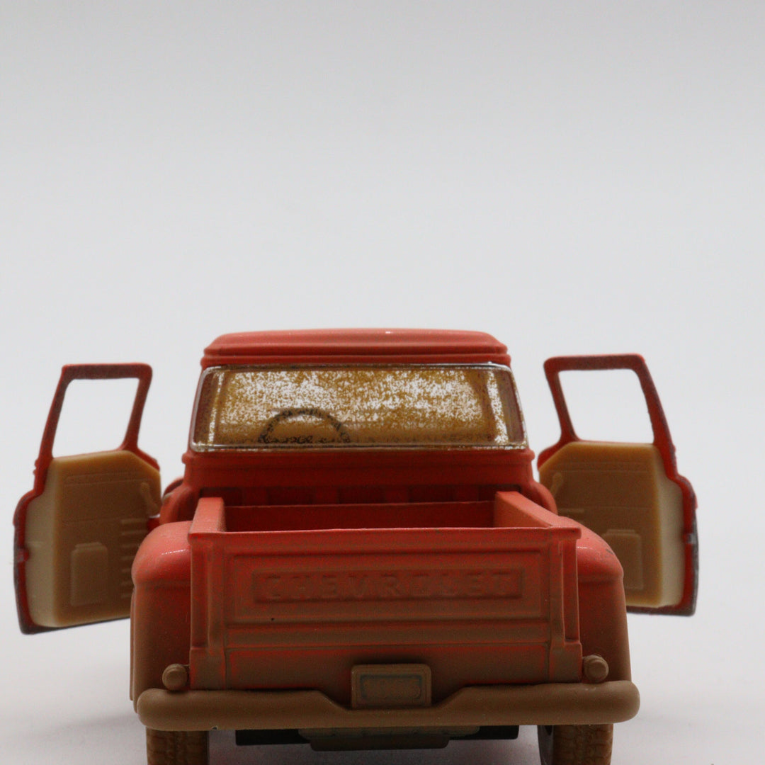 1955 Chevy Stepside Pickup Model Car|Scale 1/32 Diecast Car|Vintage Orange Pull Back Car for Collectors|Classic Metal Collection Car for Dad