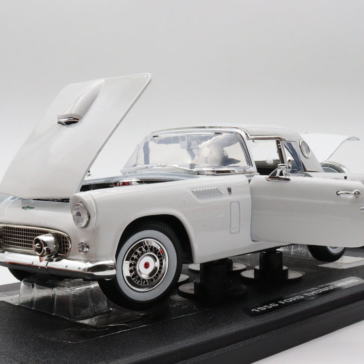 1956 Ford Thunderbird|Scale 1/18 White Diecast Car|Vintage Model Car for Collectors|Classic Convertible Metal Collection Car|Nostalgic Gift