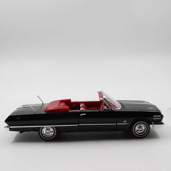 Welly 1963 Chevrolet Impala|Scale 1/24 Black Diecast Car|Vintage Convertible Model Car for Collectors|Classic Metal Collection Car for Dad