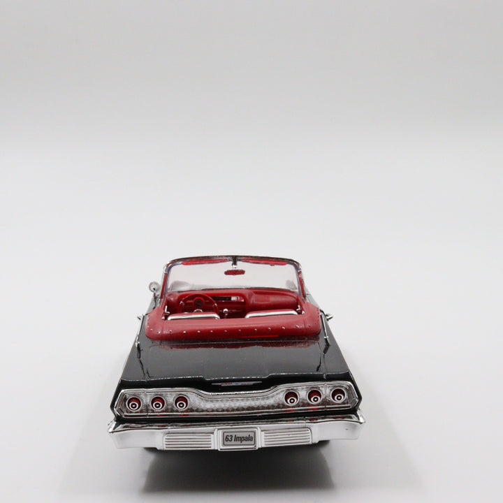 Welly 1963 Chevrolet Impala|Scale 1/24 Black Diecast Car|Vintage Convertible Model Car for Collectors|Classic Metal Collection Car for Dad