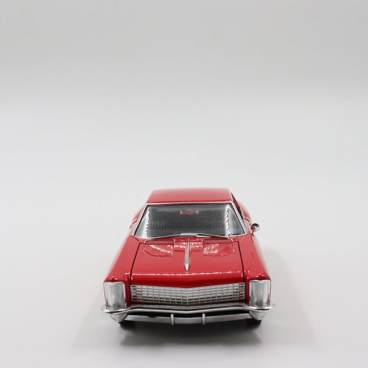Welly 1965 Buick Riviera Gran Sport|Scale 1/24 Red Diecast Car|Vintage Model Car for Collectors|Old Classic Metal Collection Car for Gift