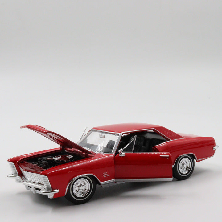 Welly 1965 Buick Riviera Gran Sport|Scale 1/24 Red Diecast Car|Vintage Model Car for Collectors|Old Classic Metal Collection Car for Gift
