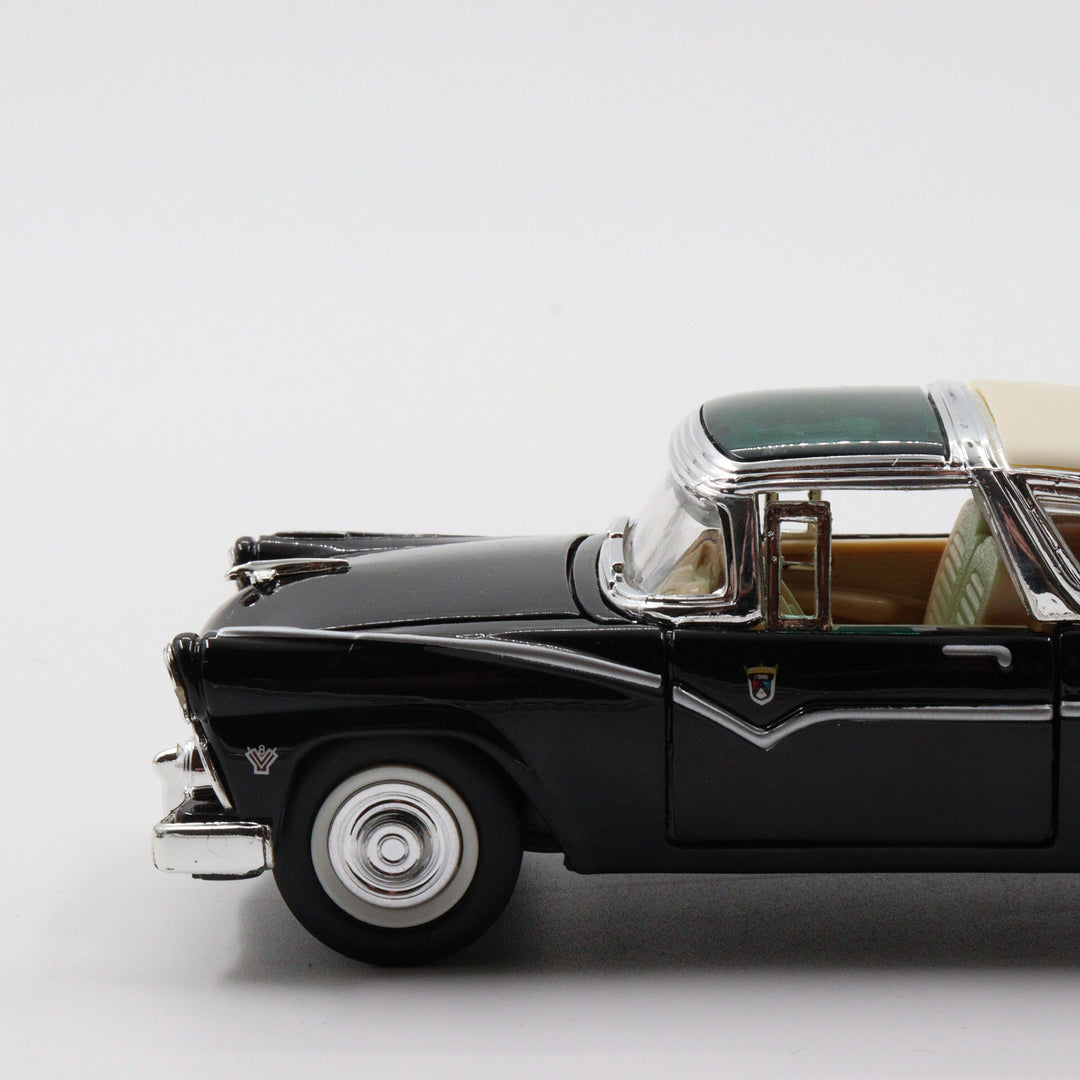 1955 Ford Crown Victoria|Scale 1/34 Black Diecast Car|Vintage Model Car|Green Car Roof Toy|Old Classic Metal Collection Car|Gift for Father