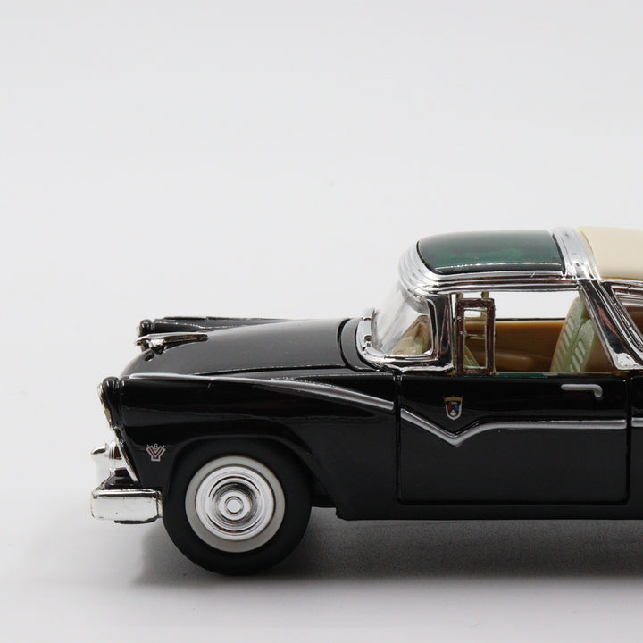 1955 Ford Crown Victoria|Scale 1/34 Black Diecast Car|Vintage Model Car|Green Car Roof Toy|Old Classic Metal Collection Car|Gift for Father