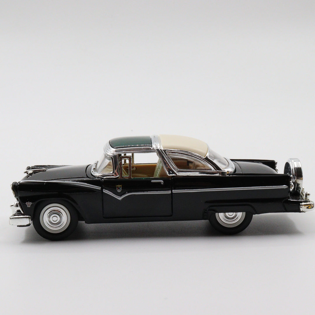 1955 Ford Crown Victoria|Scale 1/34 Black Diecast Car|Vintage Model Car|Green Car Roof Toy|Old Classic Metal Collection Car|Gift for Father