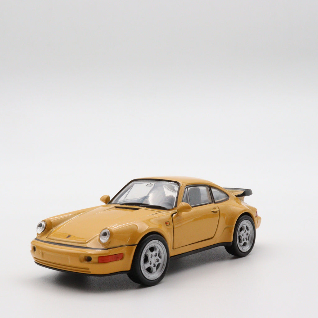 Welly Model Porsche 911 Turbo|Old Diecast Car|Vintage Yellow Pull