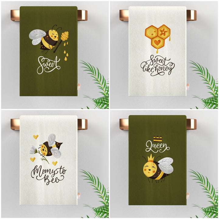 Cute Bee Hand Towel|Honey Dishcloth|Beehive Print Hand Towel|Bee Dish Cloth|Eco-Friendly Rag|Soft Cleaning Towel|Kitchen Gift For Her