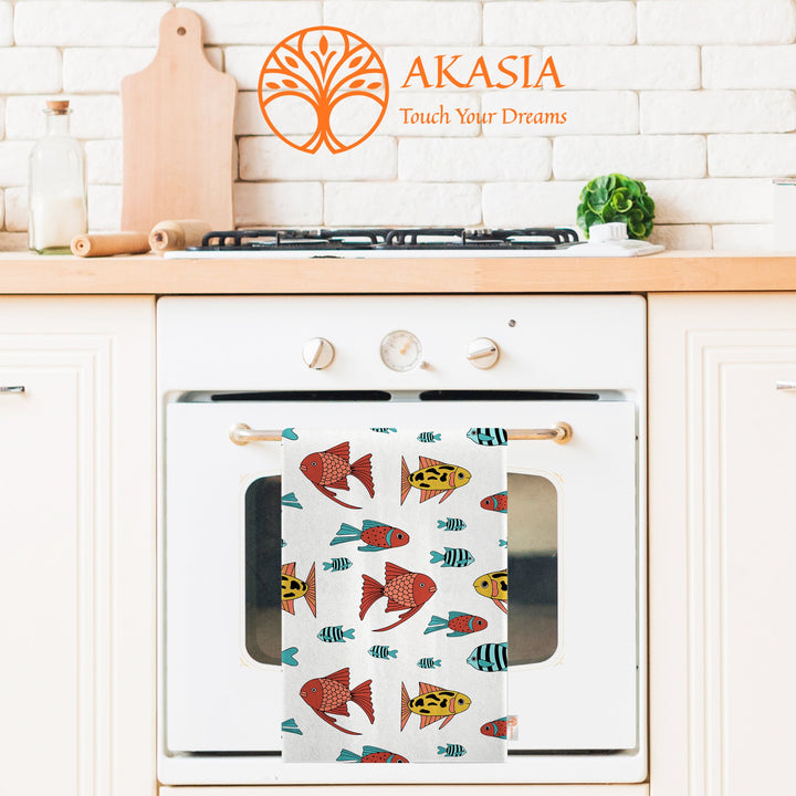 Fish Hand Towel|Coastal Dishcloth|Nautical Tea Towel|Beach House Decor|Summer Dish Cloth|All-Purpose Rag|Cost-Effective Farmhouse Rag