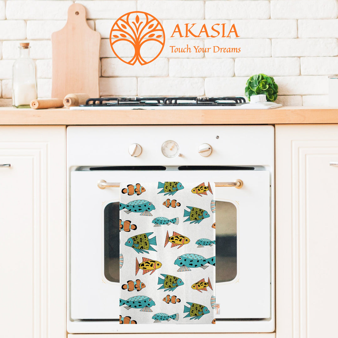 Fish Hand Towel|Coastal Dishcloth|Nautical Tea Towel|Beach House Decor|Summer Dish Cloth|All-Purpose Rag|Cost-Effective Farmhouse Rag