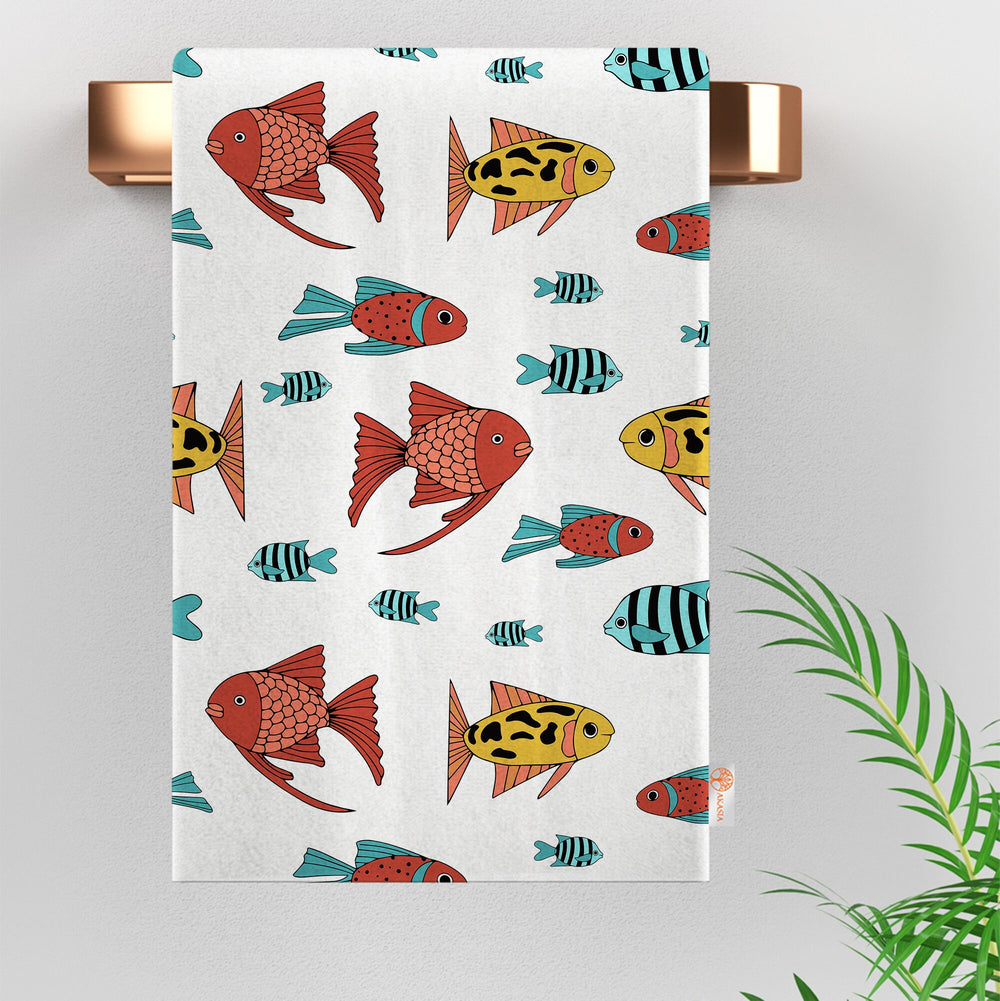 Fish Hand Towel|Coastal Dishcloth|Nautical Tea Towel|Beach House Decor|Summer Dish Cloth|All-Purpose Rag|Cost-Effective Farmhouse Rag
