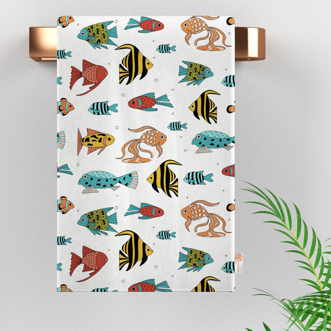 Fish Hand Towel|Coastal Dishcloth|Nautical Tea Towel|Beach House Decor|Summer Dish Cloth|All-Purpose Rag|Cost-Effective Farmhouse Rag