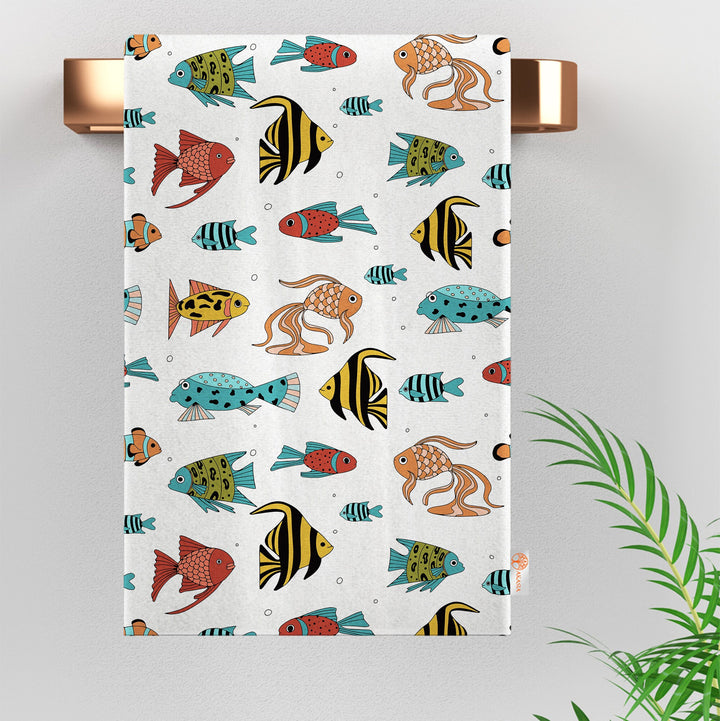 Fish Hand Towel|Coastal Dishcloth|Nautical Tea Towel|Beach House Decor|Summer Dish Cloth|All-Purpose Rag|Cost-Effective Farmhouse Rag