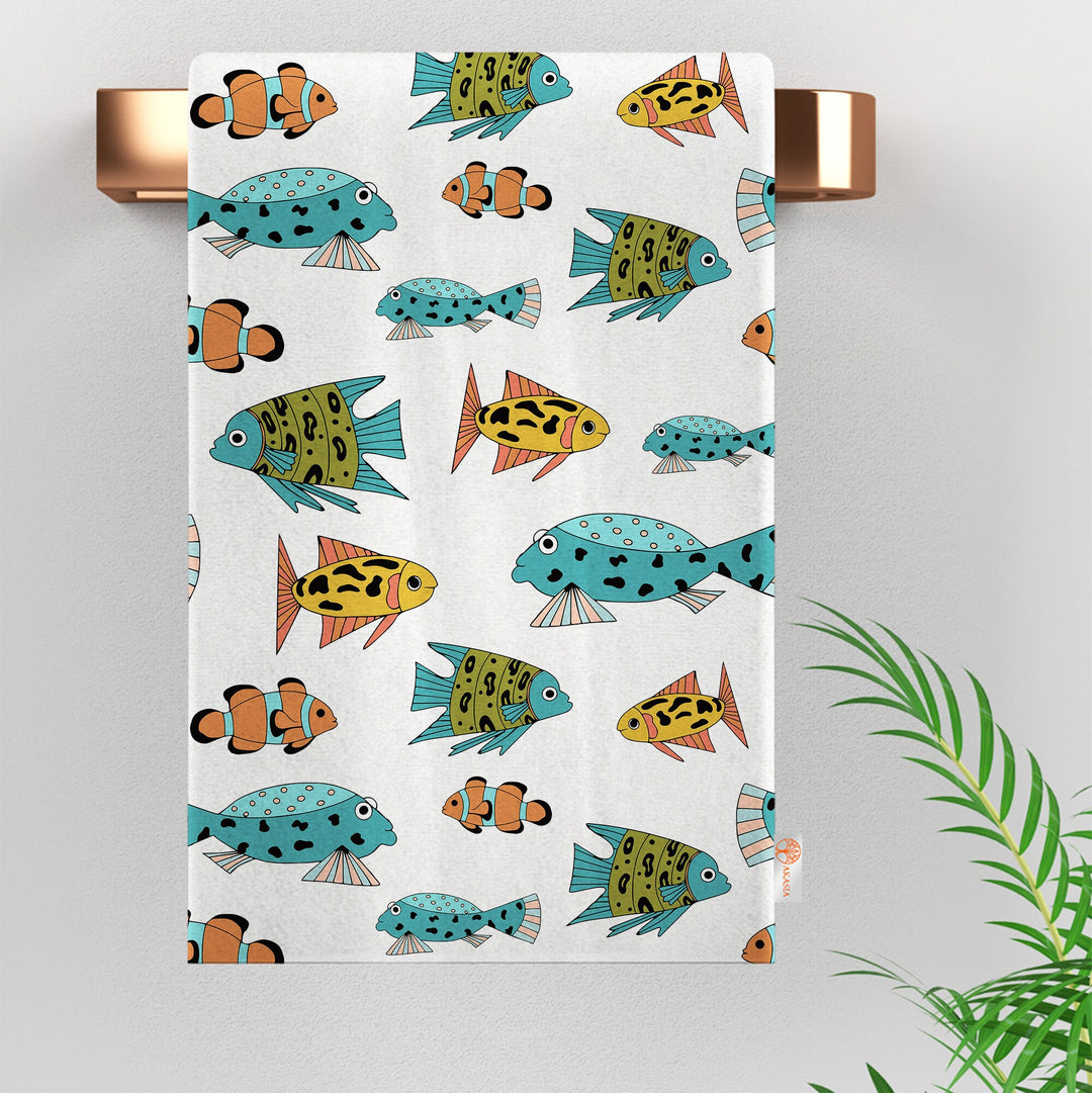 Fish Hand Towel|Coastal Dishcloth|Nautical Tea Towel|Beach House Decor|Summer Dish Cloth|All-Purpose Rag|Cost-Effective Farmhouse Rag