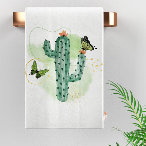 Succulent Dishcloth|Cactus Tea Towel|Floral Dish Cloth|Eco-Friendly Rag|Green Cactus Print Towel|Soft Cleaning Towel|Kitchen Gift For Her