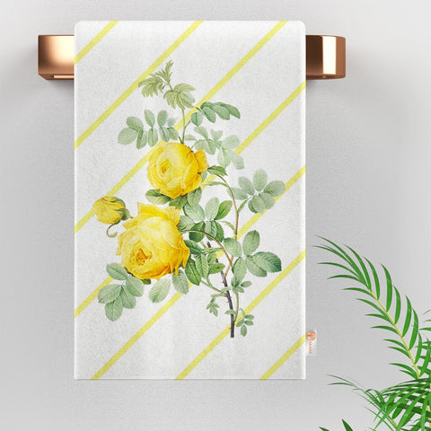 Yellow Floral Hand Towel|Floral Dish Cloth|Farmhouse Tea Towel|Flower Home Decor|Cost-Effective Rag|Gift For Her|Farmhouse Cleaning Cloth