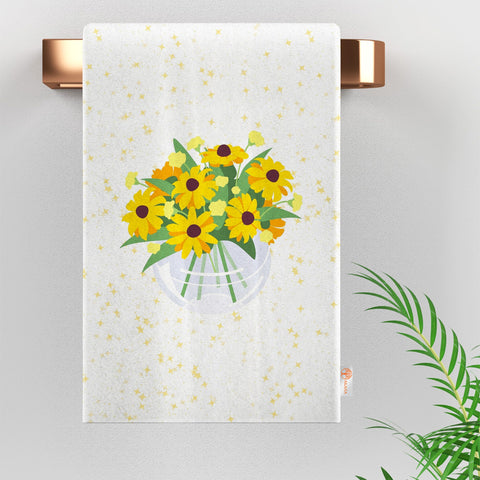 Yellow Floral Hand Towel|Floral Dish Cloth|Farmhouse Tea Towel|Flower Home Decor|Cost-Effective Rag|Gift For Her|Farmhouse Cleaning Cloth