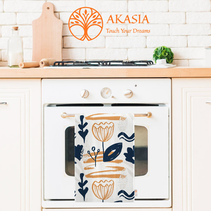 Abstract Tea Towel|Boho Hand Towel|Rustic Dish Cloth|Eco-Friendly Modern Towel|Abstract Leaf Dishcloth|Gift For Her|Soft Cleaning Cloth