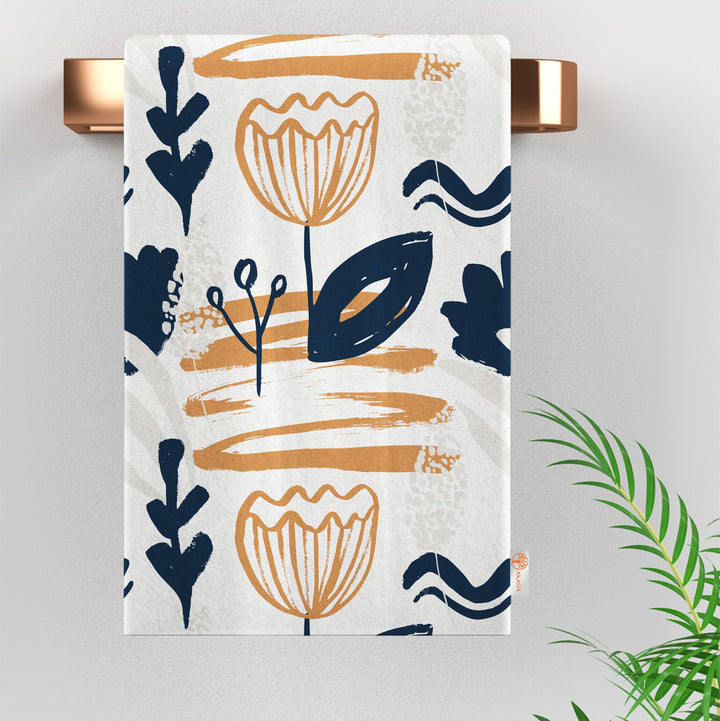 Abstract Tea Towel|Boho Hand Towel|Rustic Dish Cloth|Eco-Friendly Modern Towel|Abstract Leaf Dishcloth|Gift For Her|Soft Cleaning Cloth