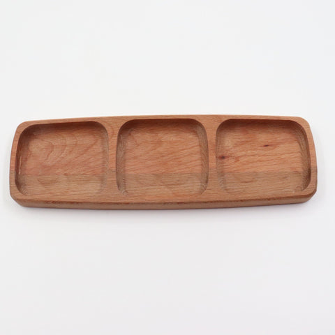 Wooden Snack Plate|Divided Serving Tray|Wood Nut Platter|Kitchen Table Decor|Custom Beech Plate with Section|Housewarming Gift Tray For Her