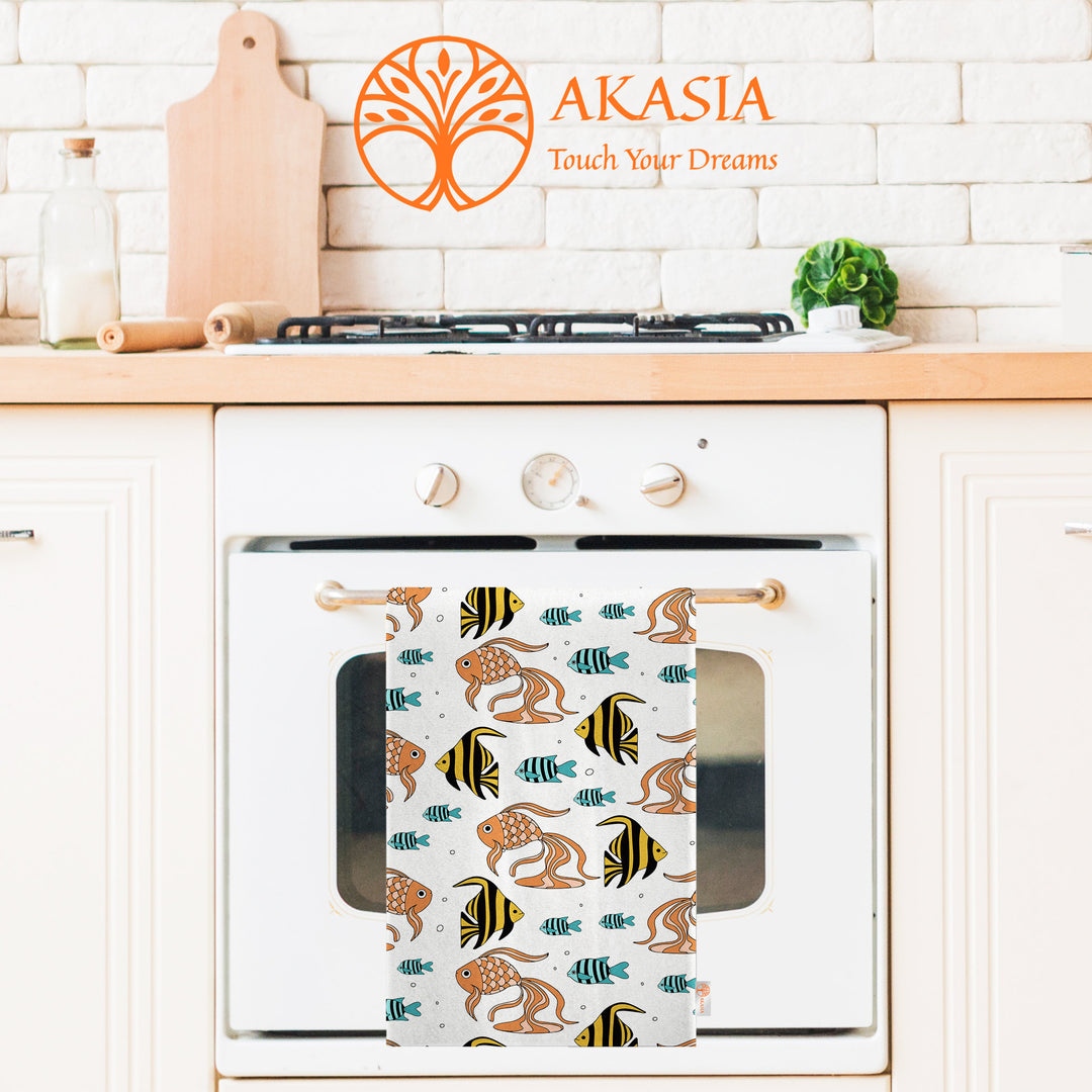 Fish Hand Towel|Coastal Dishcloth|Nautical Tea Towel|Beach House Decor|Summer Dish Cloth|All-Purpose Rag|Cost-Effective Farmhouse Rag