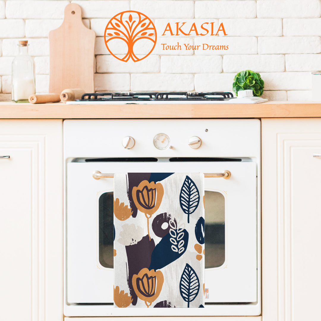 Abstract Tea Towel|Boho Hand Towel|Rustic Dish Cloth|Eco-Friendly Modern Towel|Abstract Leaf Dishcloth|Gift For Her|Soft Cleaning Cloth