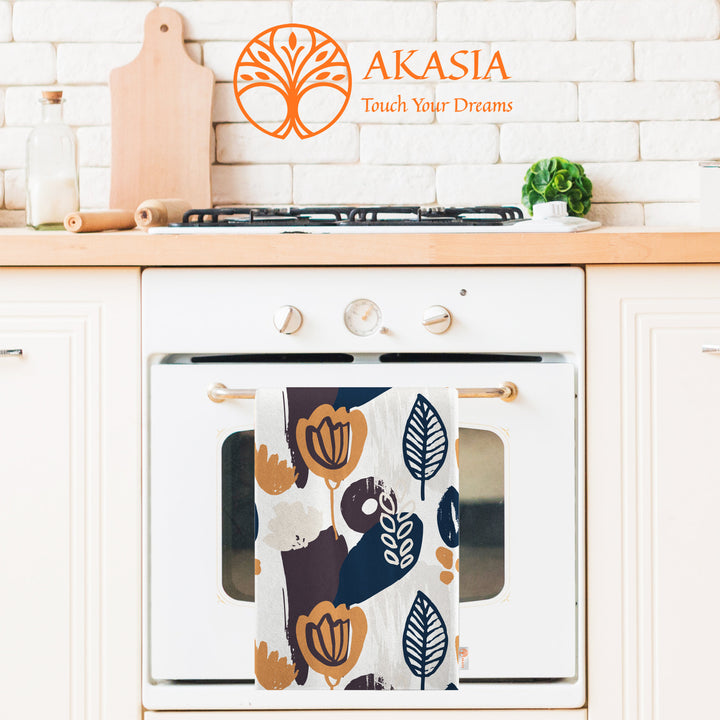 Abstract Tea Towel|Boho Hand Towel|Rustic Dish Cloth|Eco-Friendly Modern Towel|Abstract Leaf Dishcloth|Gift For Her|Soft Cleaning Cloth