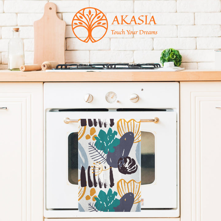 Abstract Tea Towel|Boho Hand Towel|Rustic Dish Cloth|Eco-Friendly Modern Towel|Abstract Leaf Dishcloth|Gift For Her|Soft Cleaning Cloth
