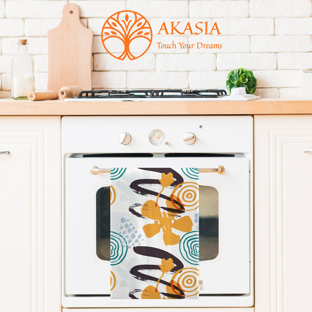 Abstract Tea Towel|Boho Hand Towel|Rustic Dish Cloth|Eco-Friendly Modern Towel|Abstract Leaf Dishcloth|Gift For Her|Soft Cleaning Cloth