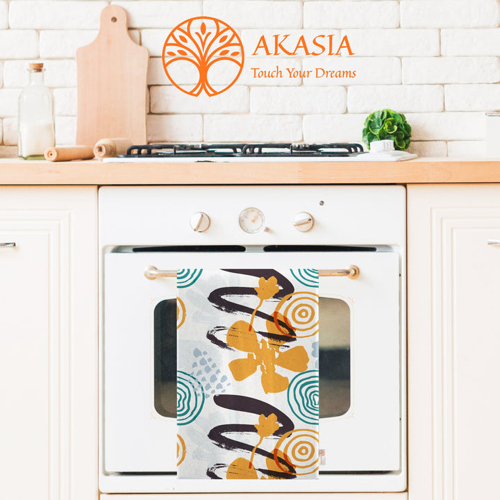 Abstract Tea Towel|Boho Hand Towel|Rustic Dish Cloth|Eco-Friendly Modern Towel|Abstract Leaf Dishcloth|Gift For Her|Soft Cleaning Cloth